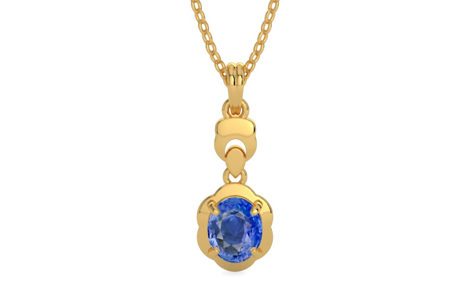 Gold Ceylon Blue Sapphire Pendant Limited Quality (P6)