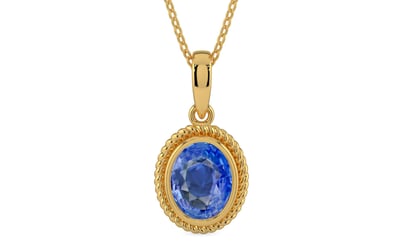 Gold Ceylon Blue Sapphire Pendant Limited Quality (P7)