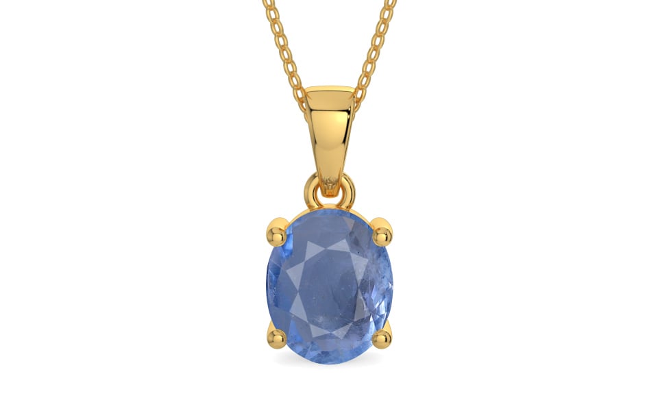Gold Ceylon Blue Sapphire Pendant Prime Quality (P10)