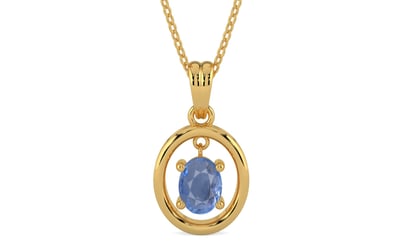 Gold Ceylon Blue Sapphire Pendant Prime Quality (P2)