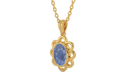Gold Ceylon Blue Sapphire Pendant Prime Quality (P3)