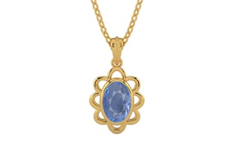 Gold Ceylon Blue Sapphire Pendant Prime Quality (P3)