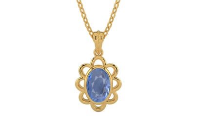 Gold Ceylon Blue Sapphire Pendant Prime Quality (P3)
