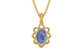 Gold Ceylon Blue Sapphire Pendant Prime Quality (P3)