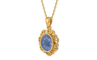 Gold Ceylon Blue Sapphire Pendant Prime Quality (P5)