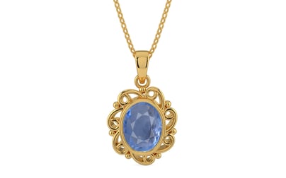 Gold Ceylon Blue Sapphire Pendant Prime Quality (P5)