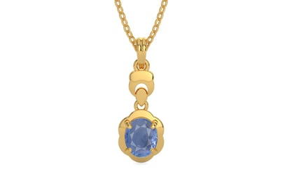 Gold Ceylon Blue Sapphire Pendant Prime Quality (P6)