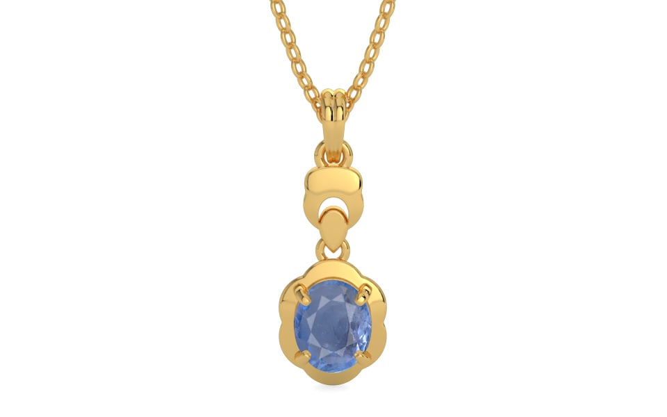 Gold Ceylon Blue Sapphire Pendant Prime Quality (P6)