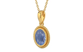 Gold Ceylon Blue Sapphire Pendant Prime Quality (P7)