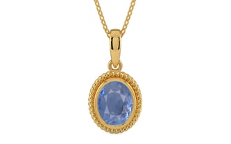 Gold Ceylon Blue Sapphire Pendant Prime Quality (P7)