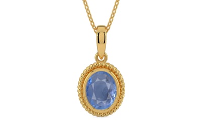 Gold Ceylon Blue Sapphire Pendant Prime Quality (P7)