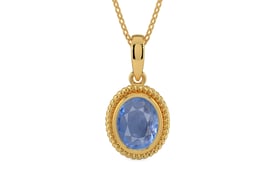 Gold Ceylon Blue Sapphire Pendant Prime Quality (P7)