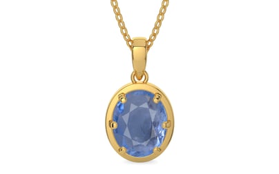 Gold Ceylon Blue Sapphire Pendant Prime Quality (P8)
