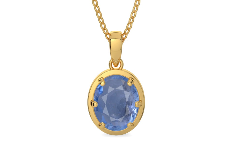 Gold Ceylon Blue Sapphire Pendant Prime Quality (P8)