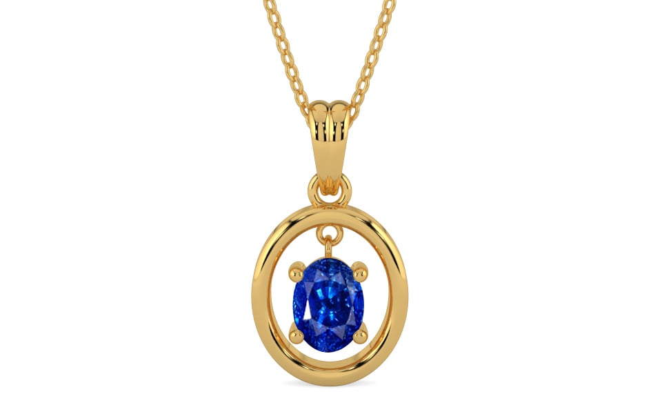 Gold Ceylon Blue Sapphire Pendant Rare Quality (P2)