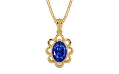 Gold Ceylon Blue Sapphire Pendant Rare Quality (P3)