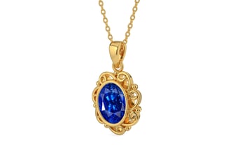 Gold Ceylon Blue Sapphire Pendant Rare Quality (P5)