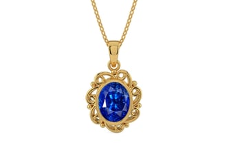 Gold Ceylon Blue Sapphire Pendant Rare Quality (P5)