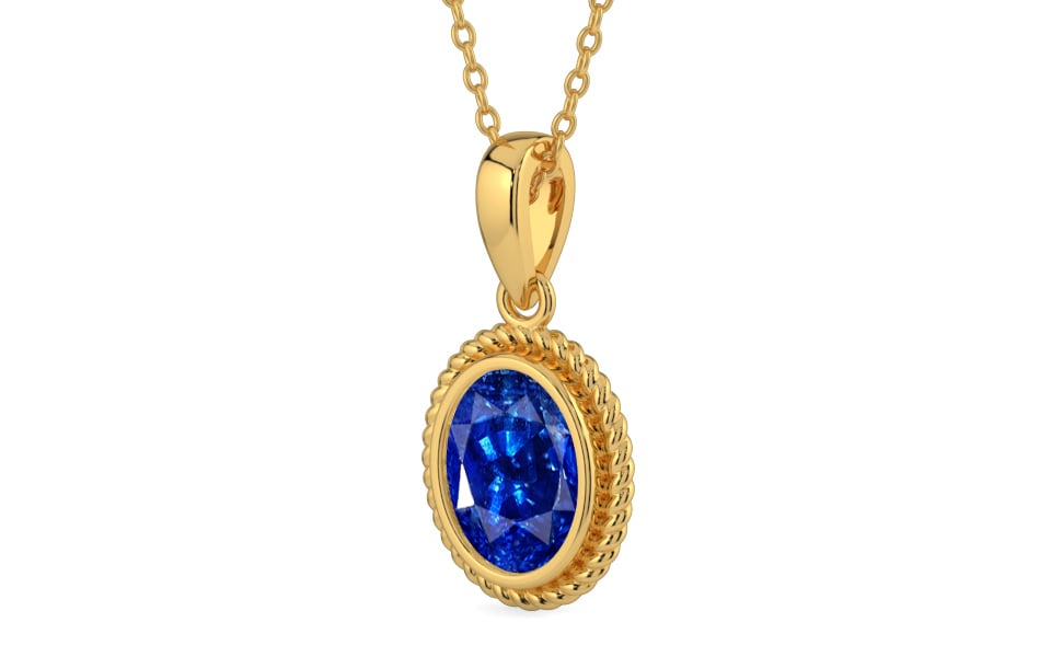 Gold Ceylon Blue Sapphire Pendant Rare Quality (P7)