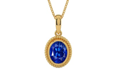 Gold Ceylon Blue Sapphire Pendant Rare Quality (P7)