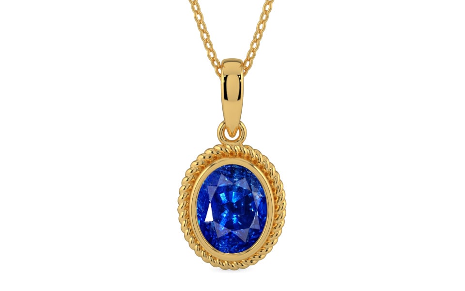 Gold Ceylon Blue Sapphire Pendant Rare Quality (P7)