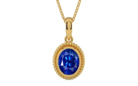 Gold Ceylon Blue Sapphire Pendant Rare Quality (P7)