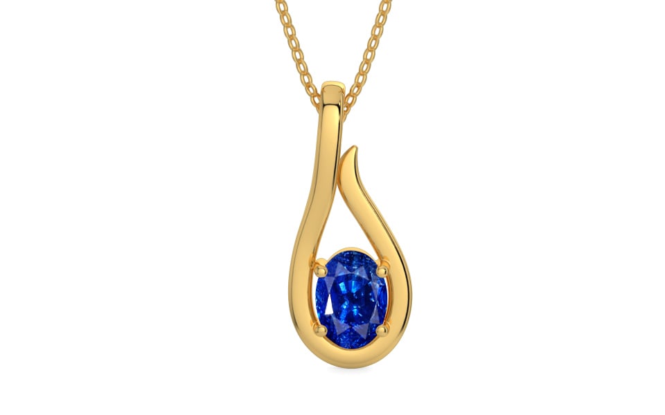 Gold Ceylon Blue Sapphire Pendant Rare Quality (P9)