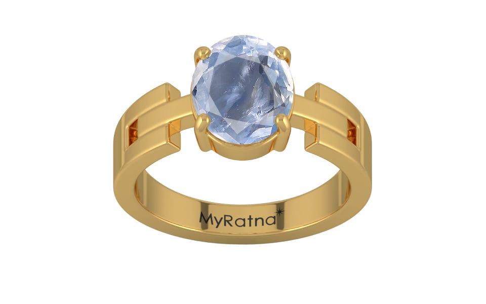 Gold Ceylon Blue Sapphire Ring Fine Quality (R8)