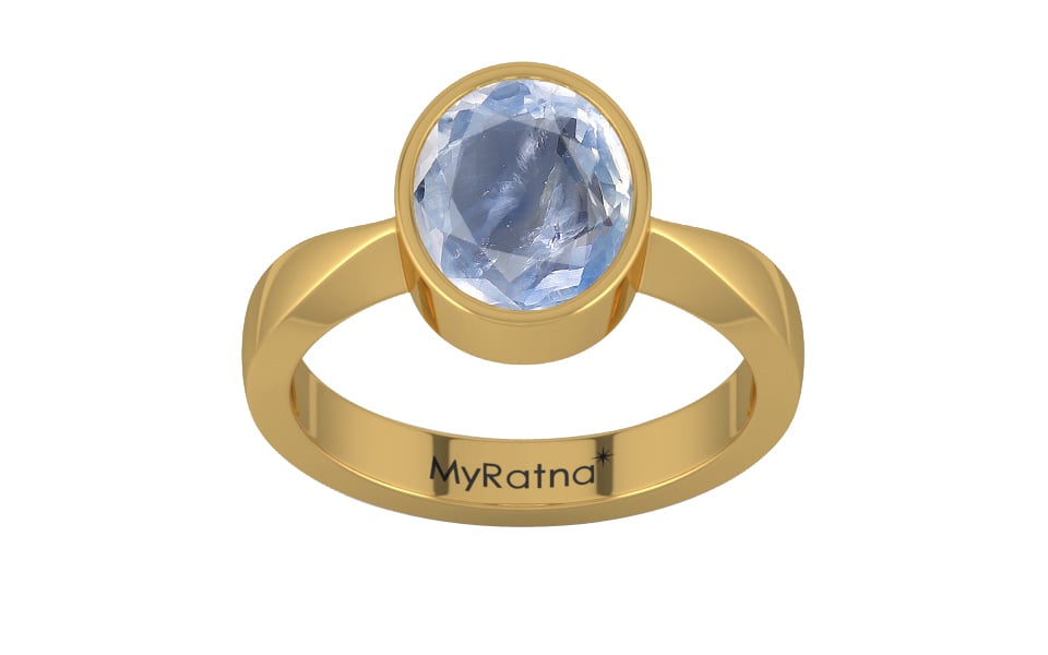 Gold Ceylon Blue Sapphire Ring Fine Quality (R9)