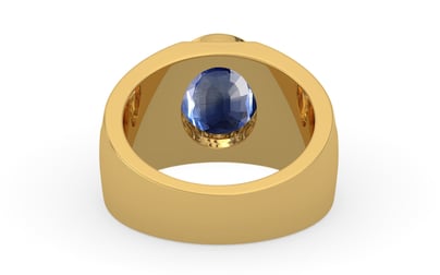 Gold Ceylon Blue Sapphire Ring Limited Quality (R1)