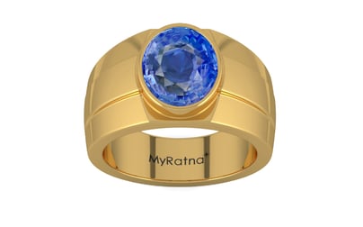 Gold Ceylon Blue Sapphire Ring Limited Quality (R1)