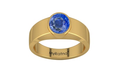 Gold Ceylon Blue Sapphire Ring Limited Quality (R10)
