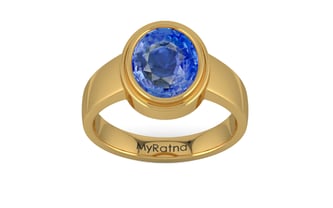 Gold Ceylon Blue Sapphire Ring Limited Quality (R3)