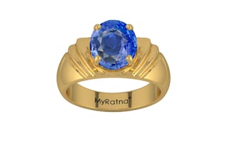 Gold Ceylon Blue Sapphire Ring Limited Quality (R4)