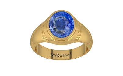 Gold Ceylon Blue Sapphire Ring Limited Quality (R7)