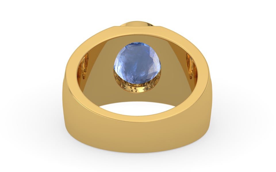 Gold Ceylon Blue Sapphire Ring Prime Quality (R1)