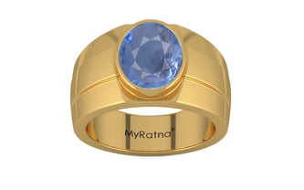 Gold Ceylon Blue Sapphire Ring Prime Quality (R1)