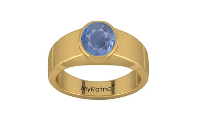 Gold Ceylon Blue Sapphire Ring Prime Quality (R10)