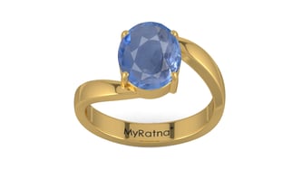 Gold Ceylon Blue Sapphire Ring Prime Quality (R2)