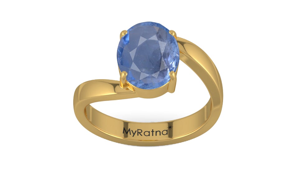 Gold Ceylon Blue Sapphire Ring Prime Quality (R2)