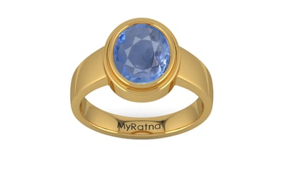 Gold Ceylon Blue Sapphire Ring Prime Quality (R3)