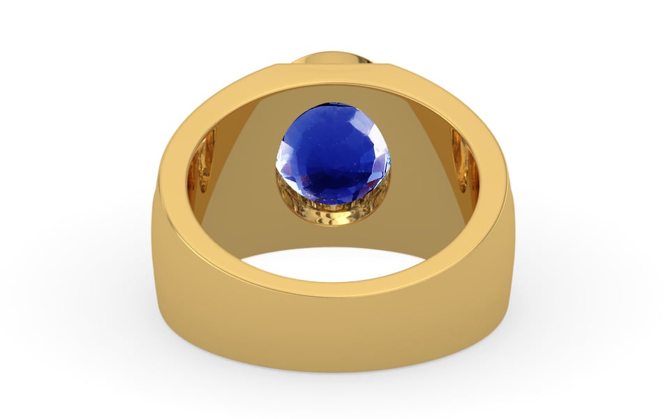 Gold Ceylon Blue Sapphire Ring Rare Quality (R1)