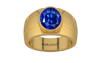 Gold Ceylon Blue Sapphire Ring Rare Quality (R1)