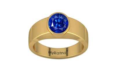 Gold Ceylon Blue Sapphire Ring Rare Quality (R10)
