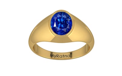 Gold Ceylon Blue Sapphire Ring Rare Quality (R12)