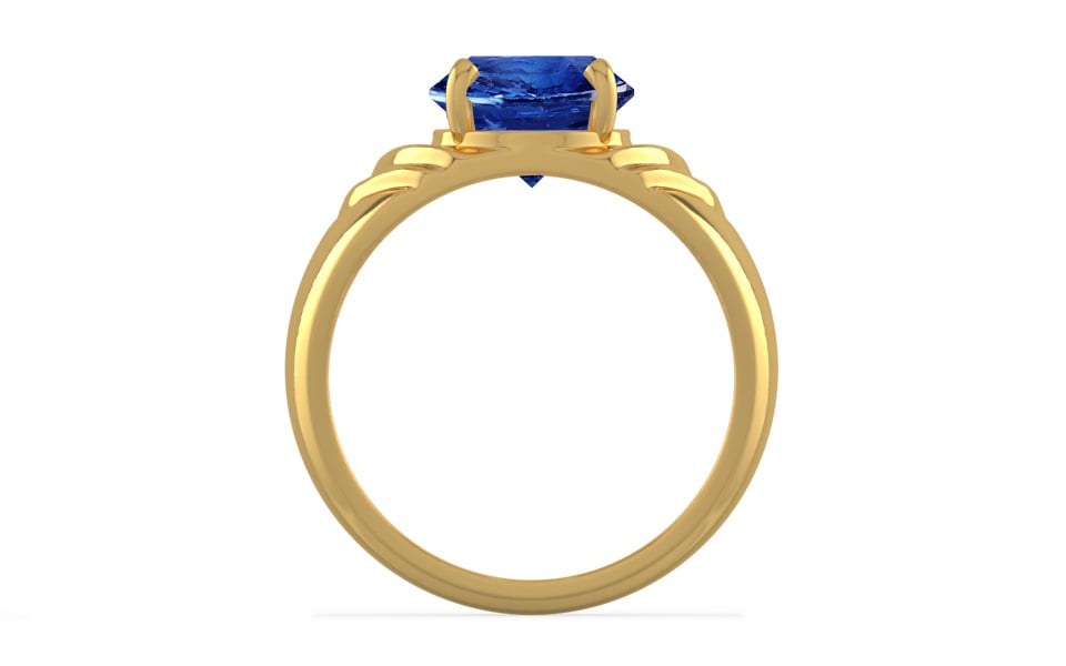 Gold Ceylon Blue Sapphire Ring Rare Quality (R4)