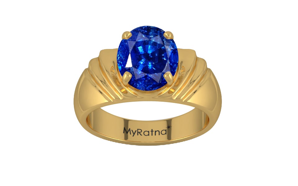 Gold Ceylon Blue Sapphire Ring Rare Quality (R4)