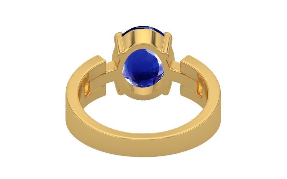 Gold Ceylon Blue Sapphire Ring Rare Quality (R8)