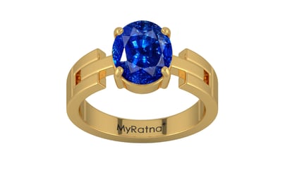 Gold Ceylon Blue Sapphire Ring Rare Quality (R8)