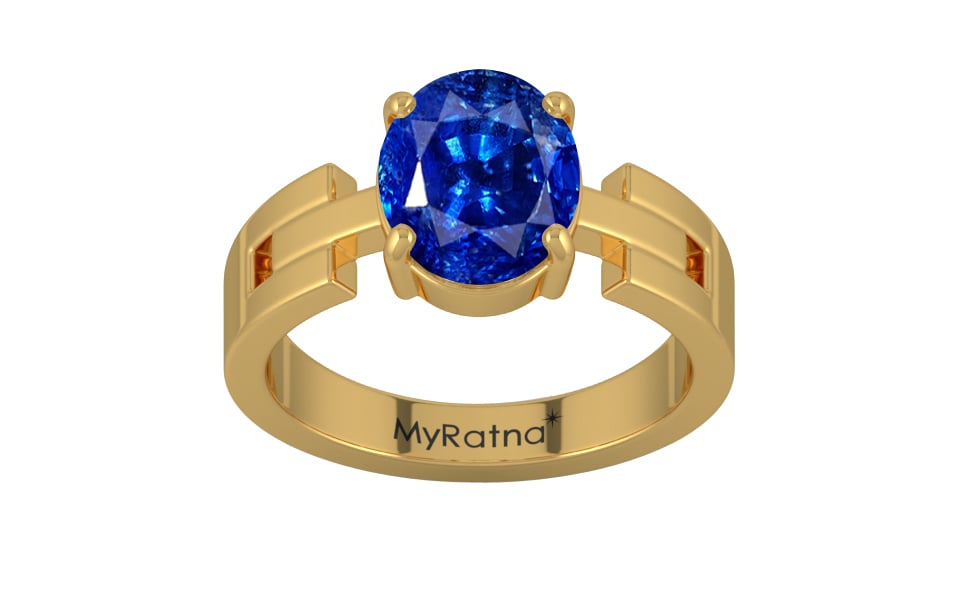 Gold Ceylon Blue Sapphire Ring Rare Quality (R8)
